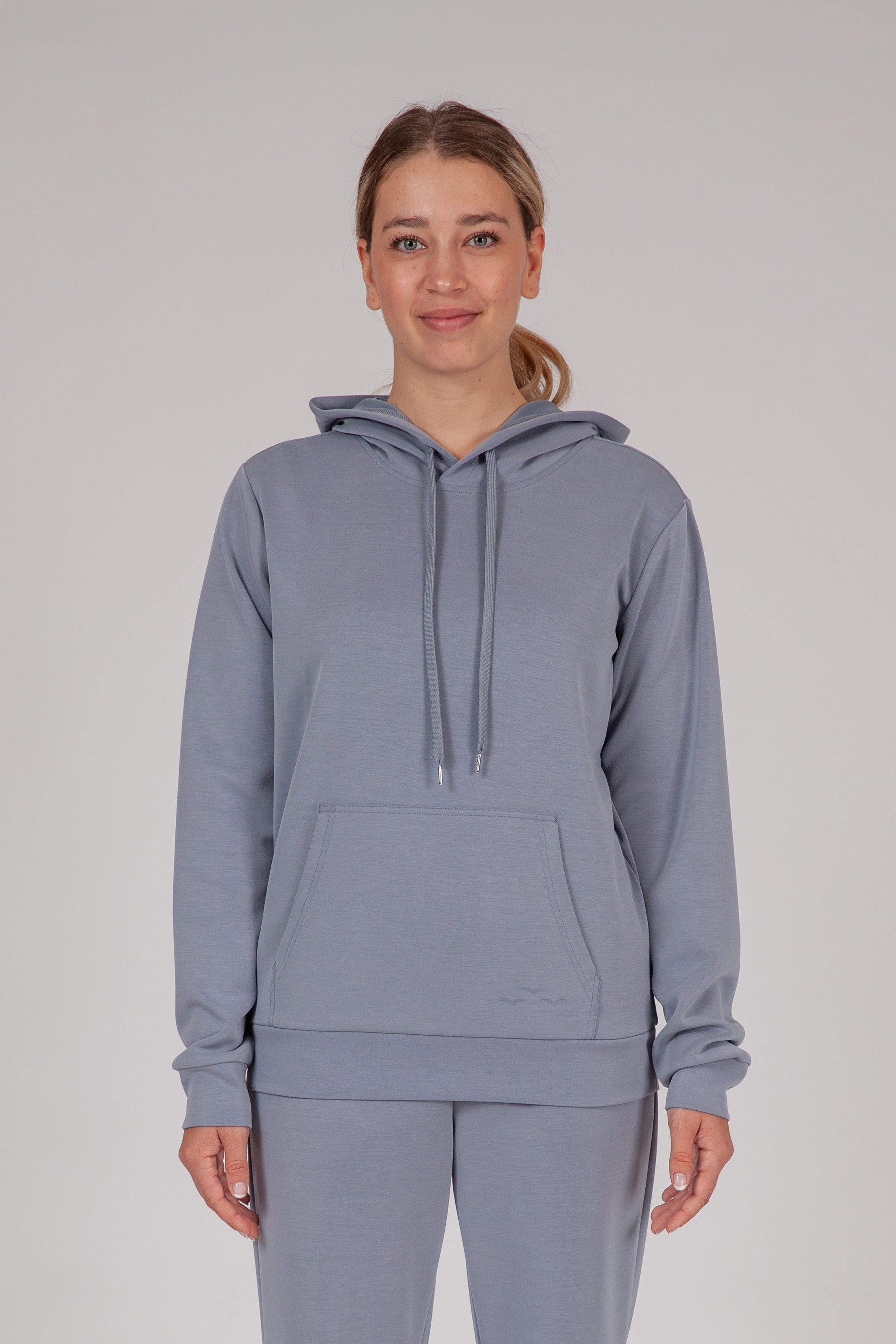 Sweat à capuche Premium Femme Bleu Métal