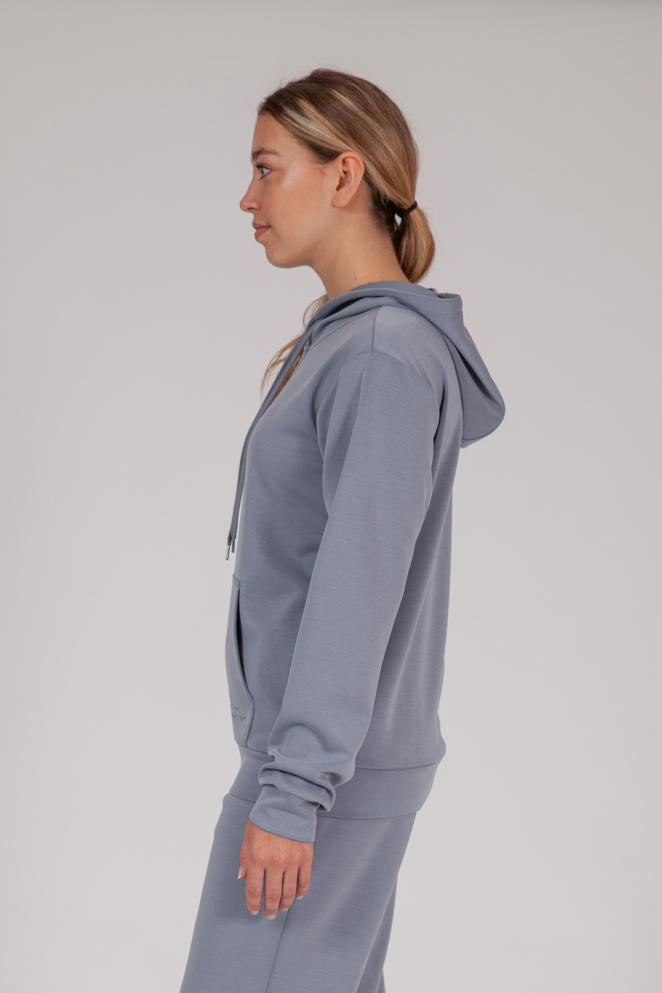 Sweat à capuche Premium Femme Bleu Métal