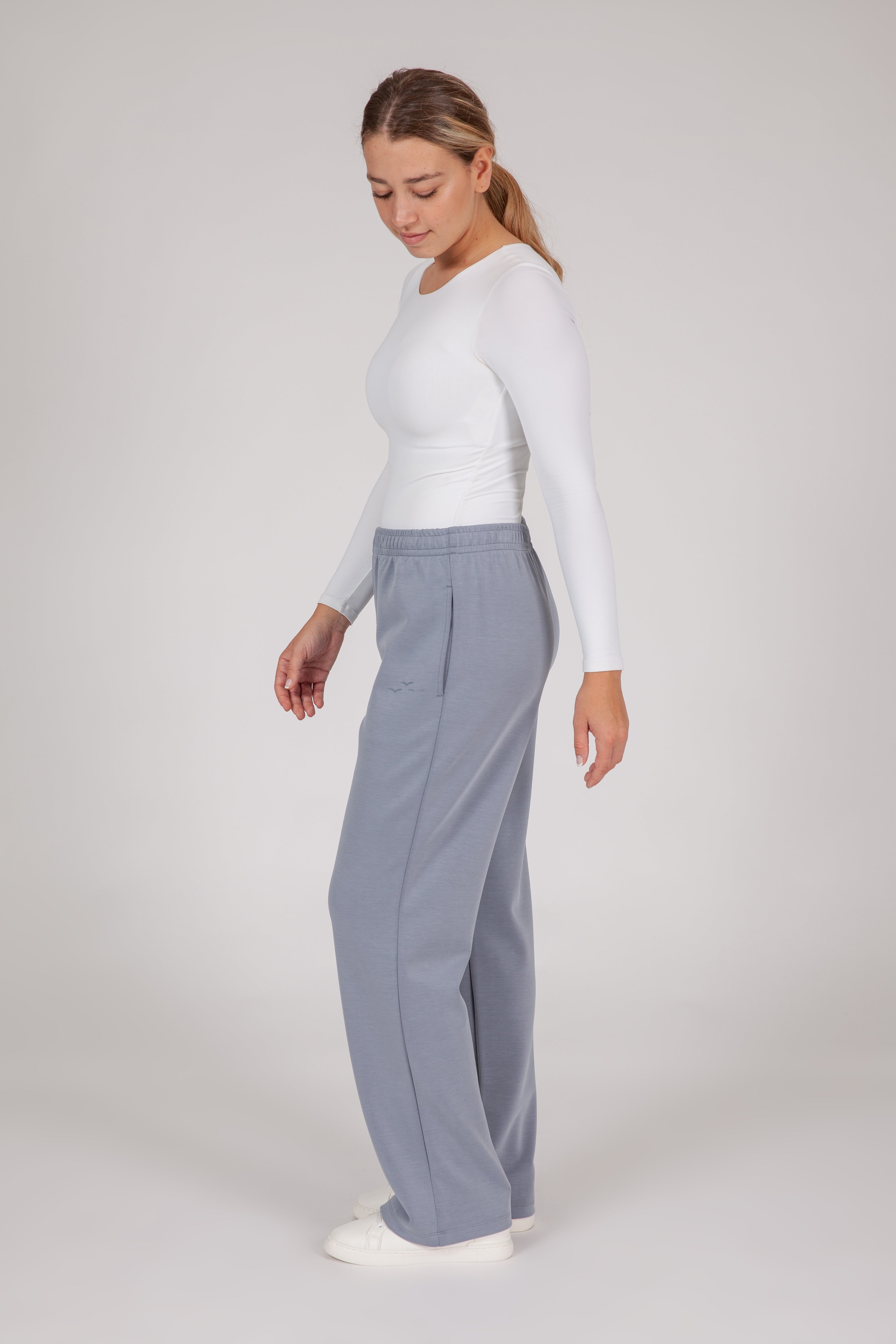 Pantalon de survêtement Premium Femme coupe droite Bleu Métal