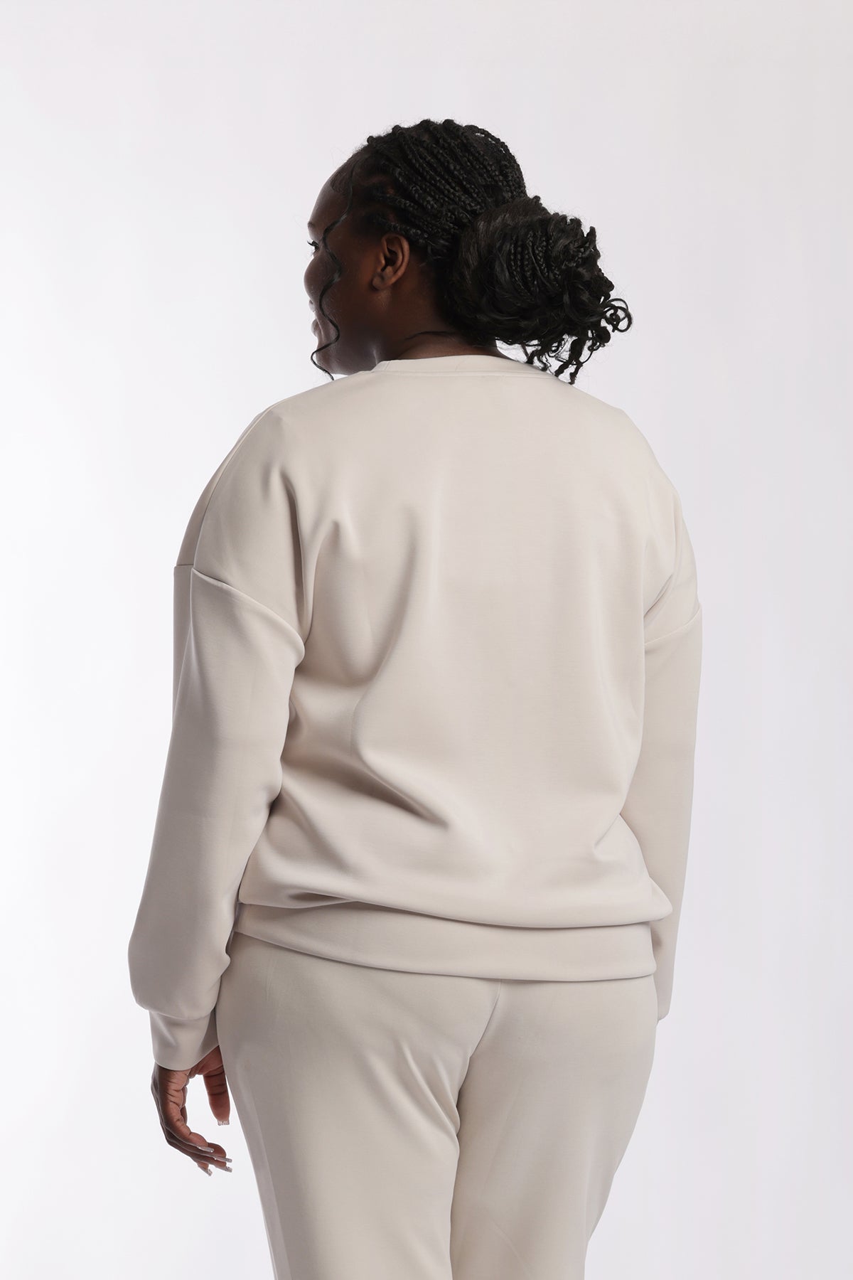 Sweat à col rond Premium Femme Beige