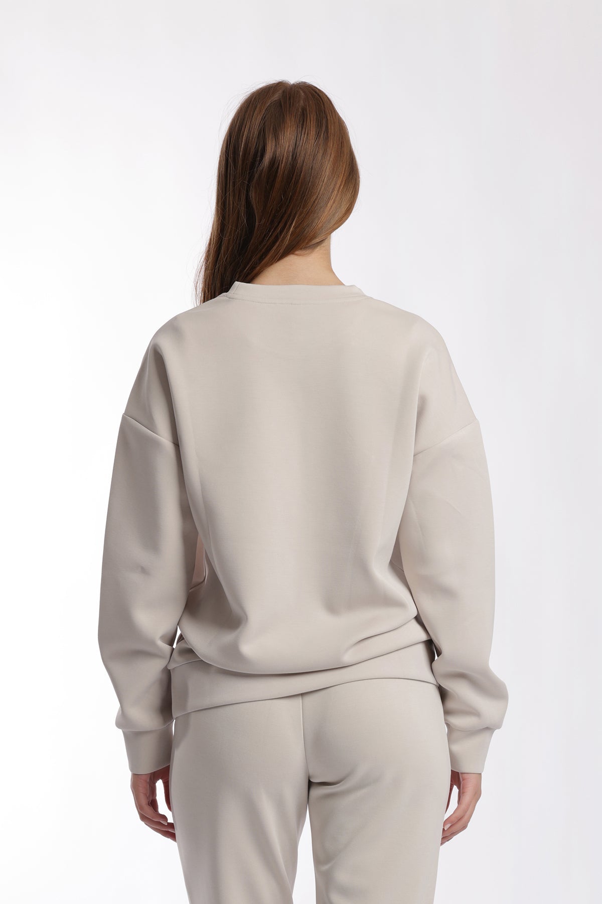 Sweat à col rond Premium Femme Beige