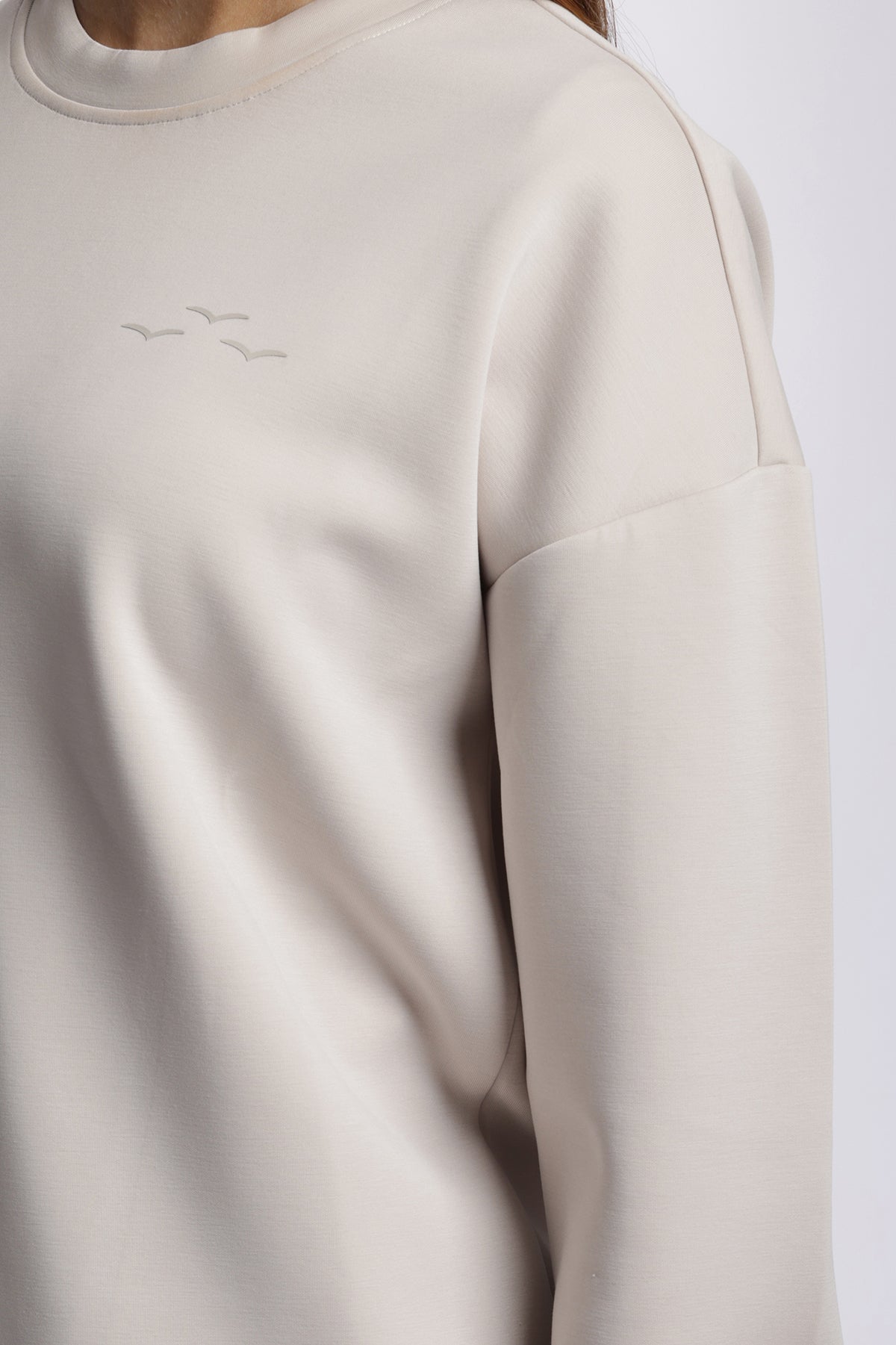 Sweat à col rond Premium Femme Beige