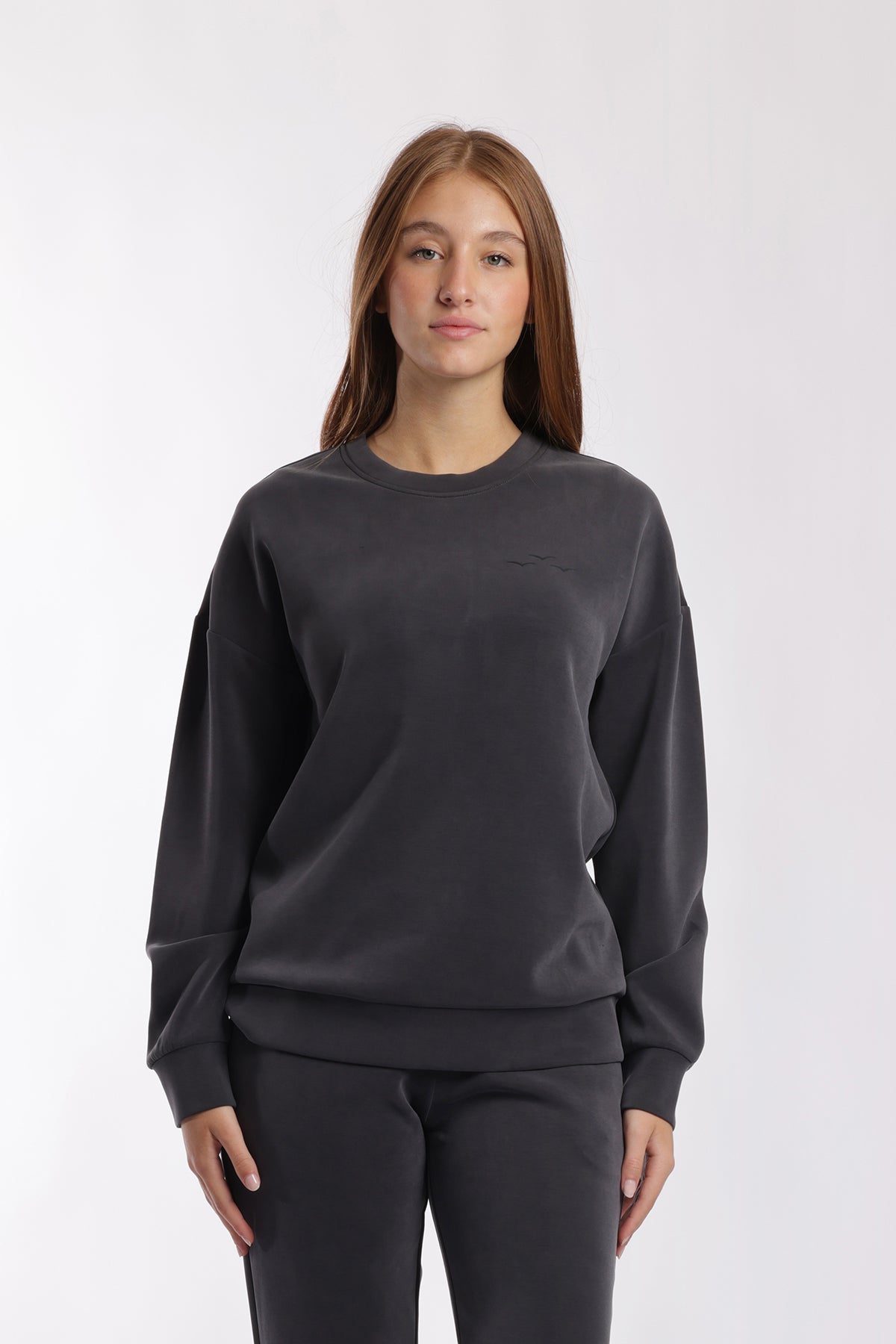 Sweat à col rond Premium Femme Anthracite