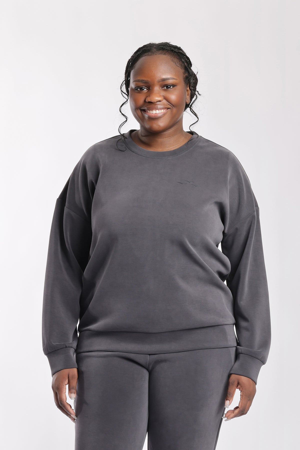 Sweat à col rond Premium Femme Anthracite